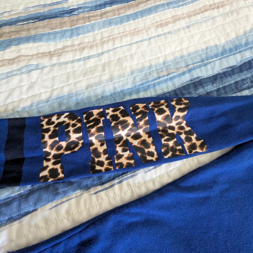 PINK Victoria's Secret Cobalt Sweater with Leopard Sleeves - Picture 5 of 6